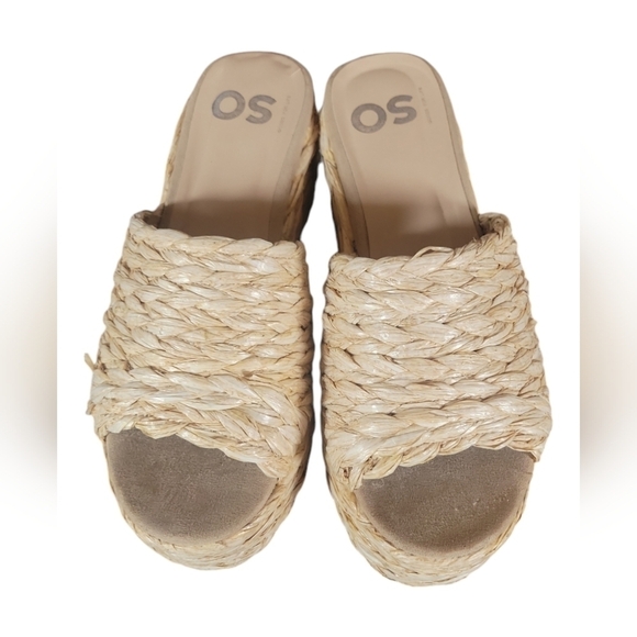 SO Women's Beena Raffia Platform Slip-on Mules Sz 8M - Picture 5 of 11